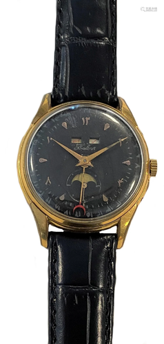 Balen(?) - A gold plated triple calendar moonphase wristwatc...