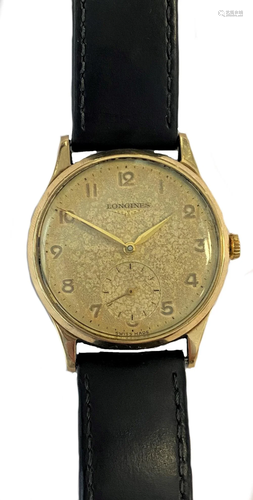 Longines - A 9ct gold wristwatch,