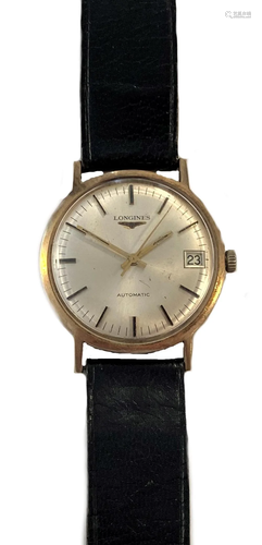 Longines - A 9ct gold wristwatch,