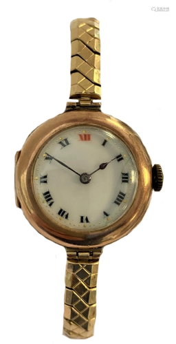 Rolex - An early 20th century 9ct gold wristwatch,
