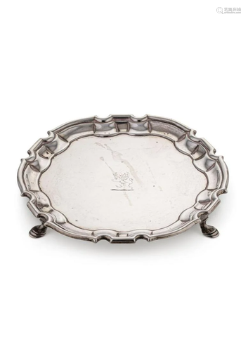 An early George II silver waiter,