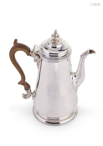 A George II silver coffee pot,