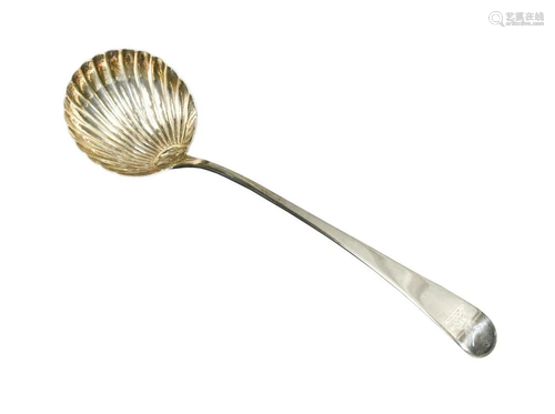 A (probably) mid 18th century silver soup ladle,