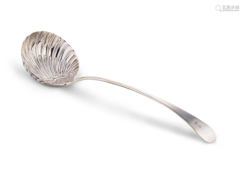 A George III 18th century silver soup ladle,