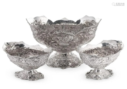 Three Victorian silver jardiniÃ¨res,