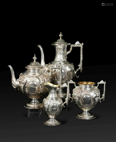 A Victorian silver four-piece tea and coffee set,