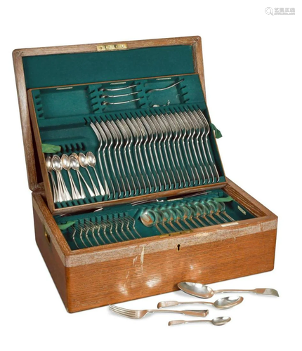 A canteen containing a 76-piece set of Victorian silver flat...