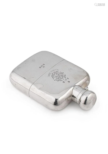 An Edward VII silver hip flask,