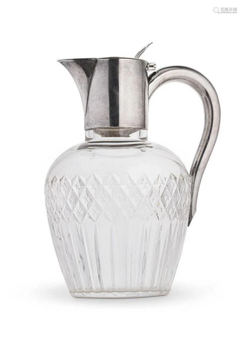 An Edward VII silver topped cut glass claret jug,