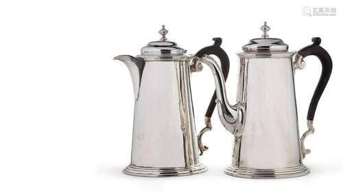 An Edward VII silver two-piece cafÃ© au lait set,