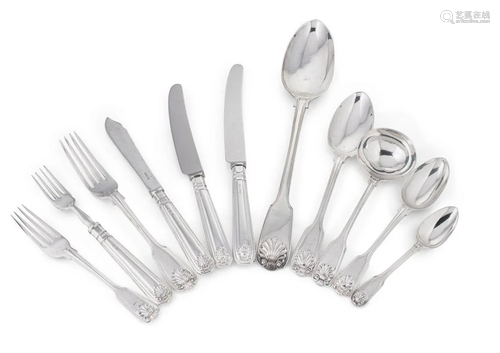 A 37 piece set of Edward VII silver flatware with 89 additio...