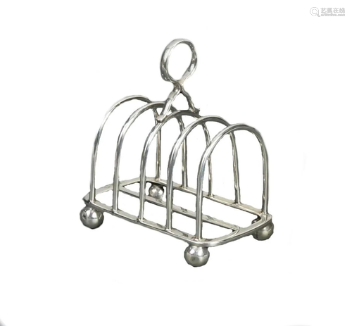 A George V silver 5 bar toast rack of heavy gauge,