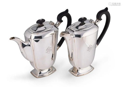 A mid 20th century silver two-piece piece cafÃ© au lait set,