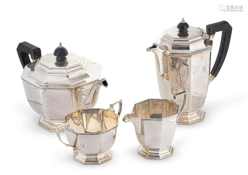 A mid 20th century silver four-piece tea set,