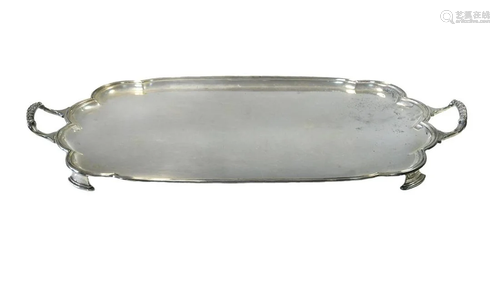 A mid 20th century silver two handled tray,