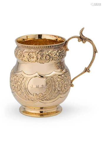 Dublin - A Victorian silver gilt christening mug,