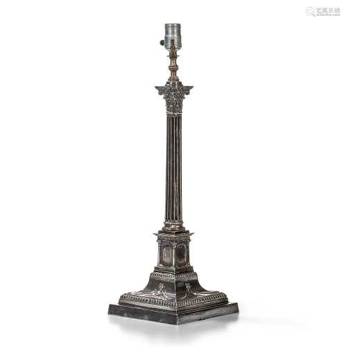 Edward VII Sterling Silver Column Lamp