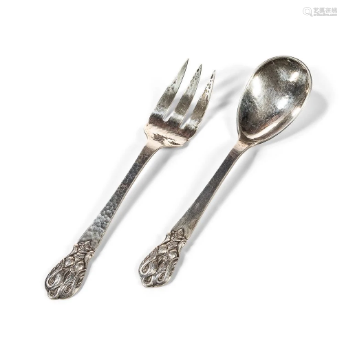 Two Carl Poul Petersen Handmade Sterling Silver Serving Piec...