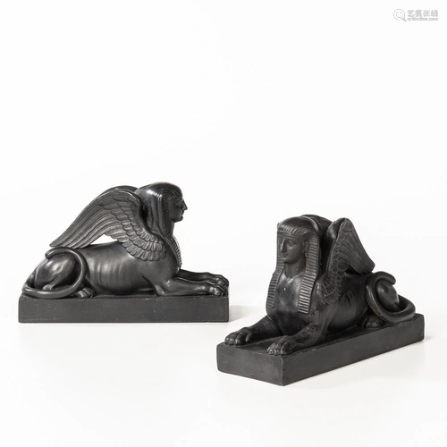 Pair of Wedgwood Black Basalt Sphinx