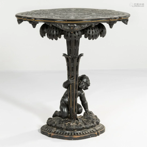 Venetian Ebonized Figural Side Table