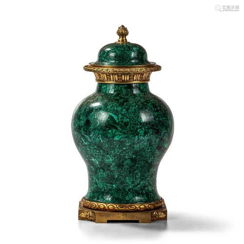 Malachite Baluster-shape Urn and Cover