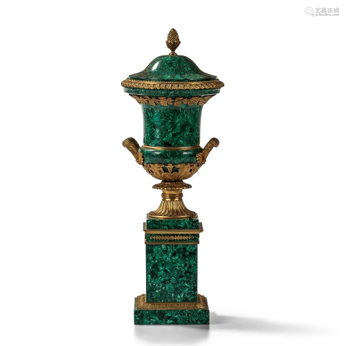 Malachite Campagna-shaped Urn and Cover