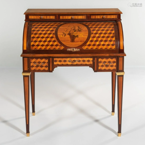 Louis XVI-style Tulipwood and Kingwood Marquetry and Parquet...