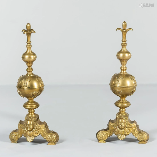 Pair of Brass Andirons