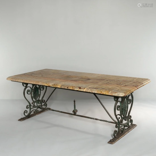 Marble-top Wrought Iron Console Table