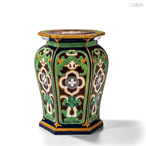 Minton Majolica Gothic-style Garden Seat