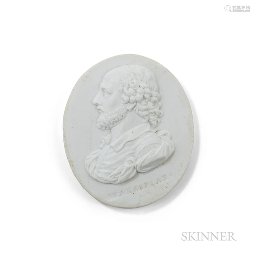 White Glass Paste Portrait Medallion of William Shakespeare