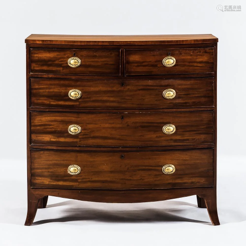 George III Inlaid Mahogany Bow-fronted Chest of Drawers