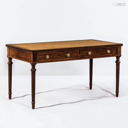 Regency Mahogany Two-drawer Leather-top Writing Table