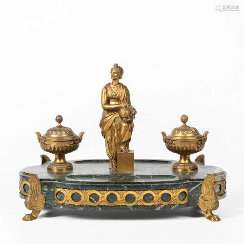 Marble and Bronze Double-sided Inkstand
