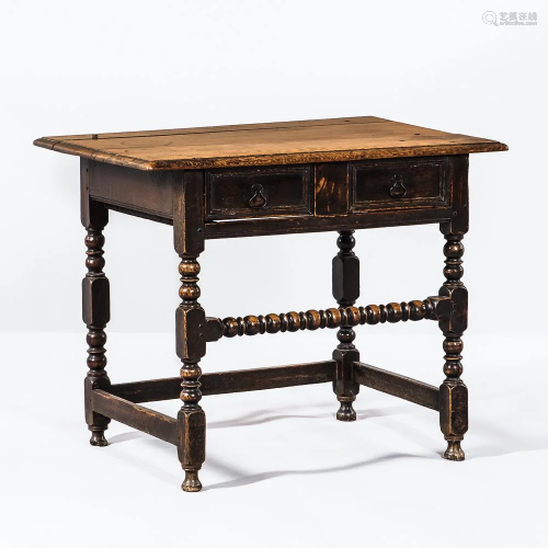 William and Mary-style Oak Stretcher-base One-drawer Tavern ...