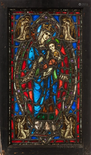 Madonna and Child Stained Glass Panel