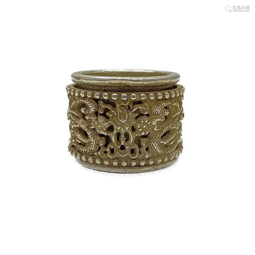 Chinese Old Silver Handmade Dynasty Dragon Ring