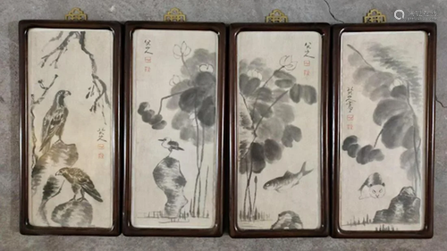 Birds & Flowers Paper Scroll set by Ba Da Shan Ren