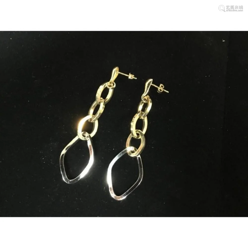 Pair of 14K Gold Vintage Oval Link Earrings