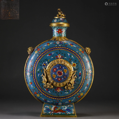 A Chinese Cloisonne Enamel Bianhu