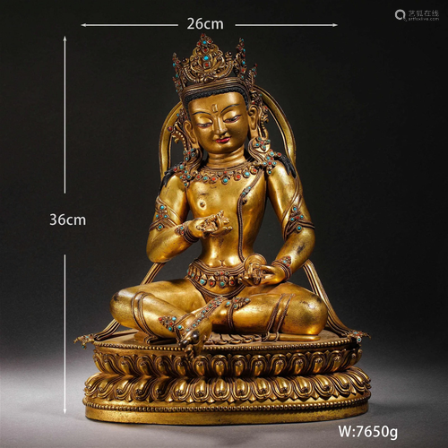 A Tibetan Bronze-gilt Figure of Vajrasattva