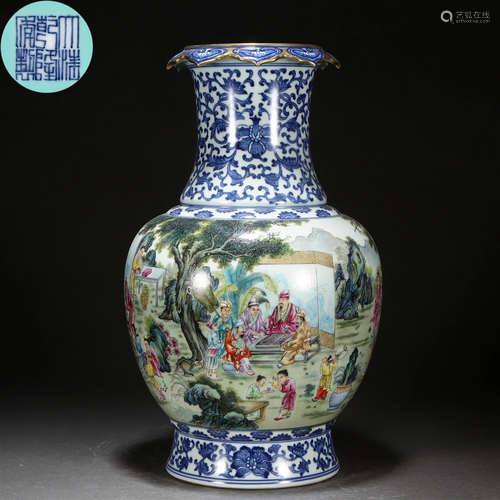 A Chinese Famille Rose Figural Story Vase