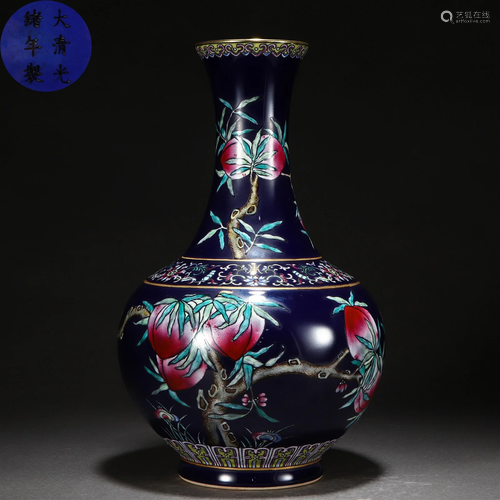 A Chinese Famille Rose Peaches Vase