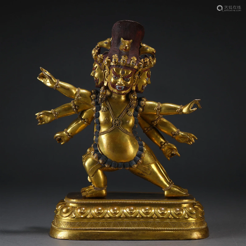 A Tibetan Bronze-gilt Hayagriva