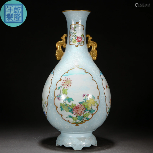 A Chinese Famille Rose Floral Vase