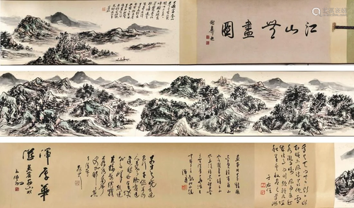 A Chinese Hand Scroll Painting By Huang Binhong