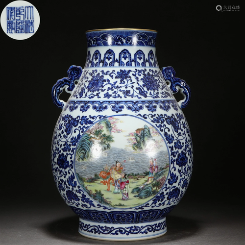 A Chinese Famille Rose Figural Story Zun Vase