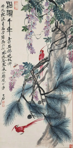 A Chinese Scroll Painting By Qi Baishi