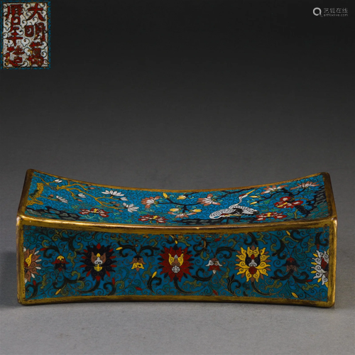 A Chinese Cloisonne Enamel Pillow