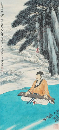 A Chinese Scroll Painting By Zhang Daqian